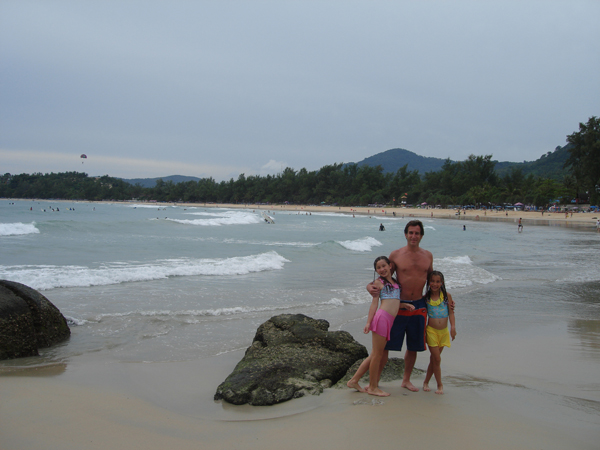Modok, Blysse and Ellie on Kata beach, Phuket, Thailand